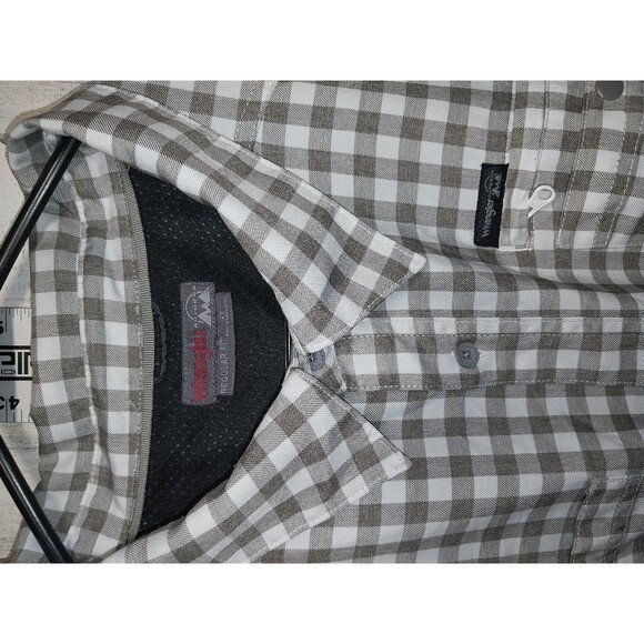 Wrangler Outdoor Men's 4X Regular Fit Short Sleeve Tan Check Button Up - Picture 4 of 8